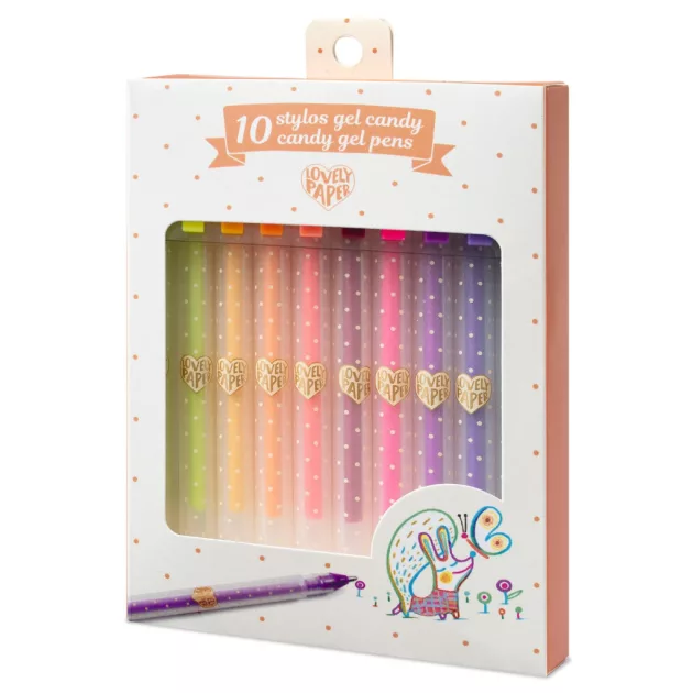 Djeco Lovely Paper Zseléstoll készlet 10 pasztell szín - 10 candy gel pens