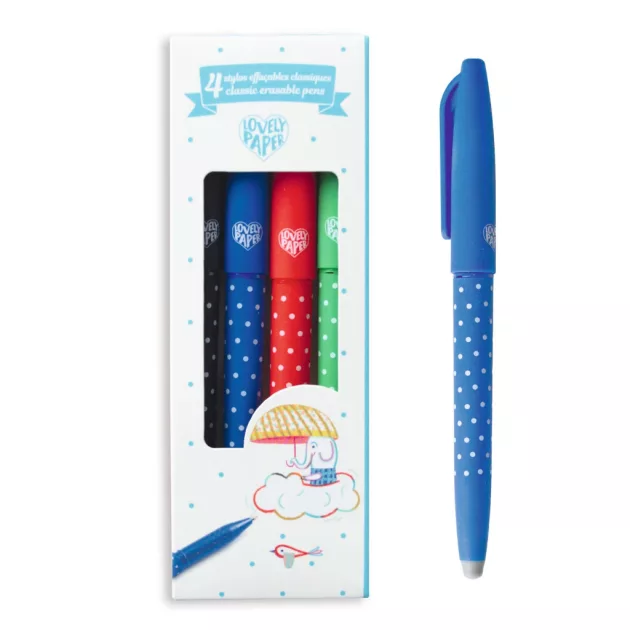 Djeco Lovely Paper Radírozható tollkészlet 4 színű - 4 Classic erasable pens