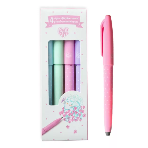 Djeco Lovely Paper Radírozható tollkészlet 4 pasztell színű - 4 Pastel erasable pens