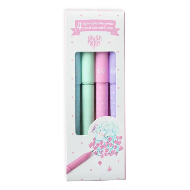 Djeco Lovely Paper Radírozható tollkészlet 4 pasztell színű - 4 Pastel erasable pens
