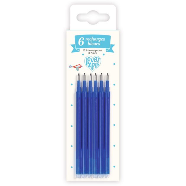 Djeco: Lovely Paper Tollbetét - Kék, 6 db-os - Set of 6 blue refills - medium point