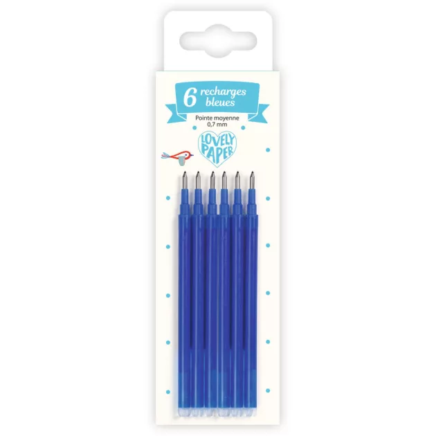 Djeco Lovely Paper Tollbetét Kék 6 db-os - Set of 6 blue refills medium point