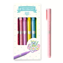   Djeco Lovely Paper Kontúrtoll készlet Ezüst 6 db-os - 6 silver outline pens