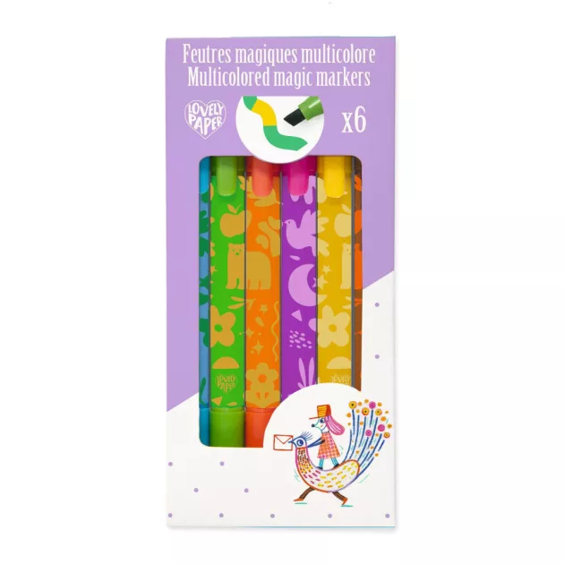 Djeco Mágikus filctolkészlet 6 db színváltó filctoll - Multicolored magic markers
