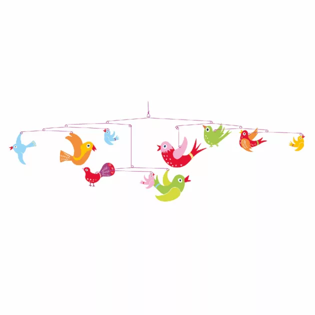 Djeco Szélmobil függődísz Színes madarak - Colourful flight of fancy