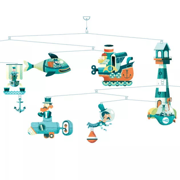 Djeco Little Big room Szélmobil függődísz Tengeri hajók - Marine ships (FSC)