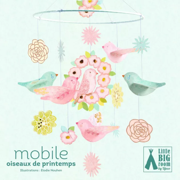 Djeco Little Big room Szélmobil föggődísz Tavaszi madárkák - Spring Birds