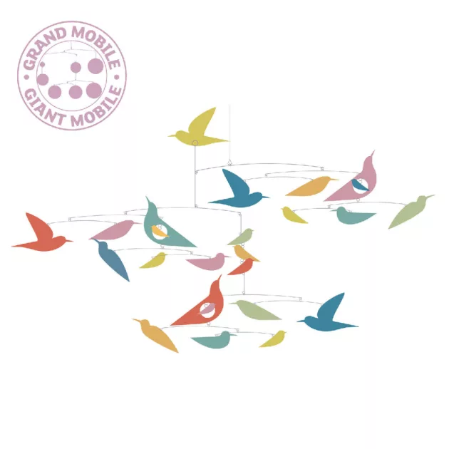 Djeco Szélmobil függődísz Sokszínű madarak Mobile Katsumi - Multicolored birds