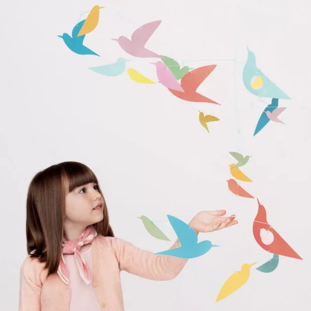 Djeco Szélmobil függődísz Sokszínű madarak Mobile Katsumi - Multicolored birds