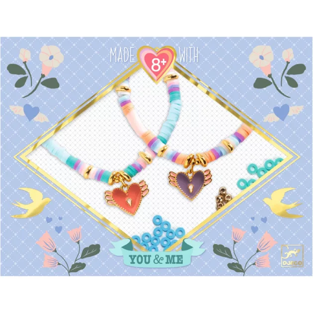 Djeco Design by Ékszerkészítő készlet Páros szárnyaló szívek - Heart Heishi