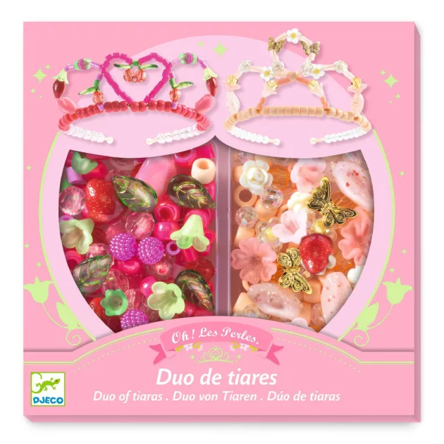 Djeco Ékszerkészítő készlet Páros tiara pink - Duo of tiaras Pink