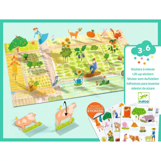 Djeco Matricázós sztorik 3D Élet vidéken - Lift-up stickers - Farm