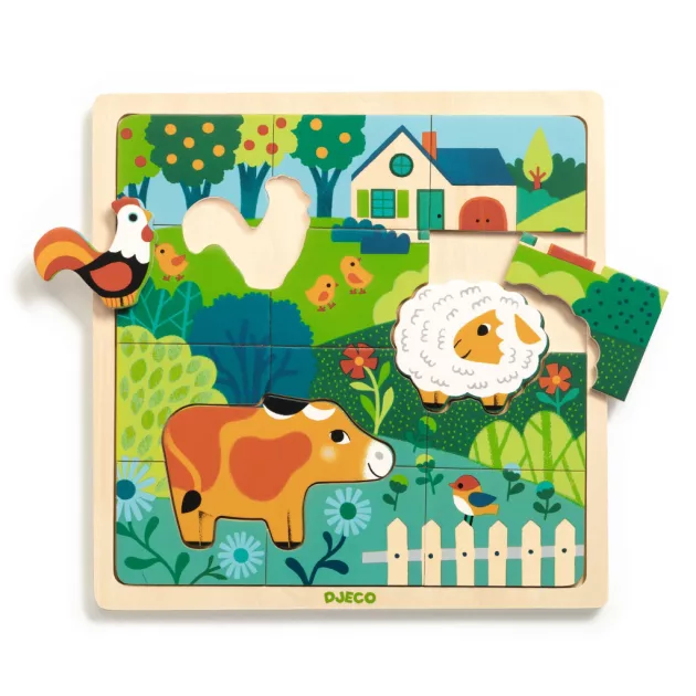 Djeco Formaillesztő formaberakó Tanyasi állatok - Puzzlo farm