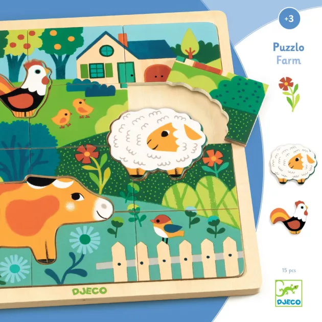 Djeco Formaillesztő formaberakó Tanyasi állatok - Puzzlo farm