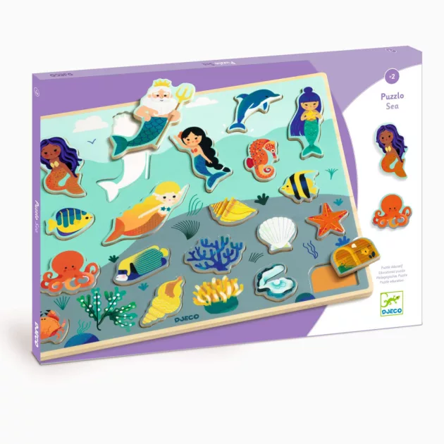 Djeco Formaillesztő formaberakó Tengeri alakok - Puzzlo Sea