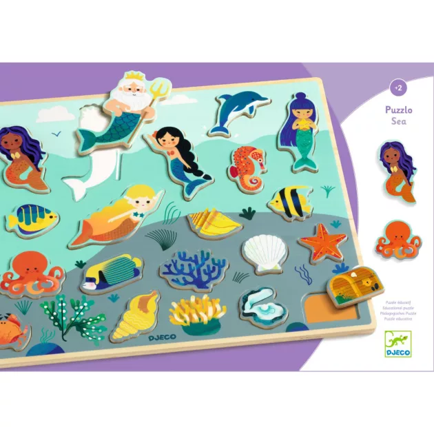 Djeco Formaillesztő formaberakó Tengeri alakok - Puzzlo Sea