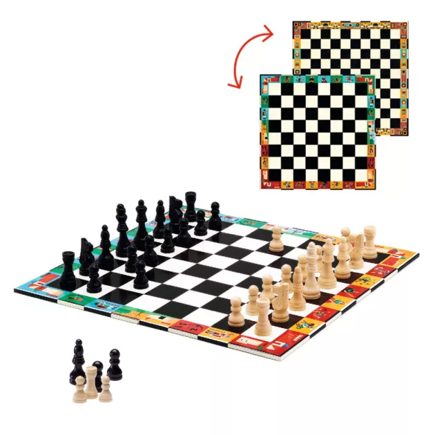 Djeco Társasjáték klasszikus Sakk Kínai sakk és Dáma - Chess+Checkers
