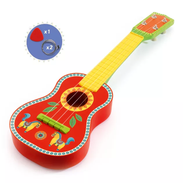 Djeco Játékhangszer Kis gitár 4 húros - Ukulélé