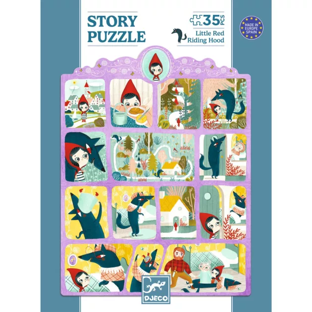 Djeco Mese puzzle Piroska és a farkas 35 db-os - Little Red Riding Hood