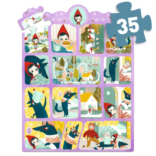 Djeco Mese puzzle Piroska és a farkas 35 db-os - Little Red Riding Hood