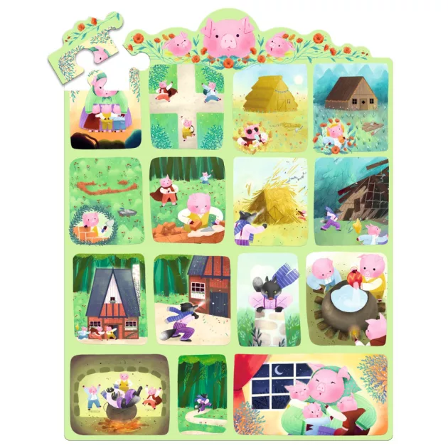 Djeco Mese puzzle A három kismalac 35 db-os - The Three Little Pigs