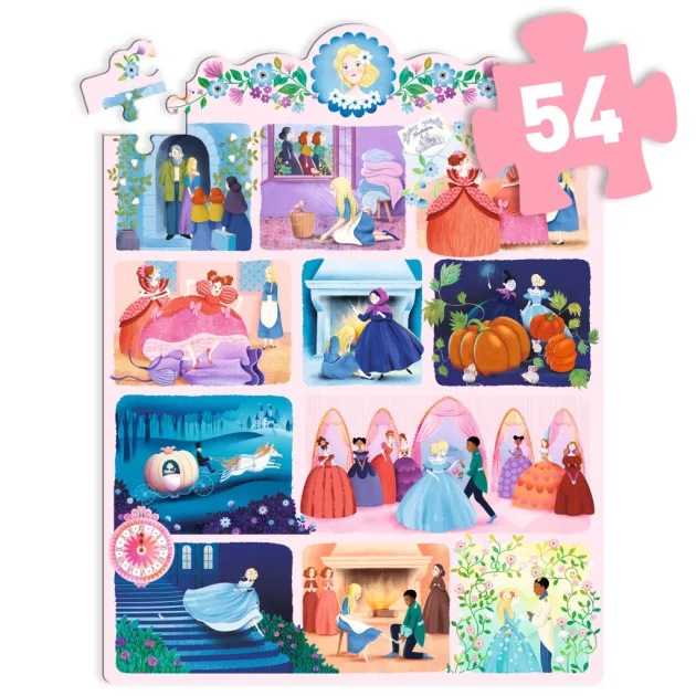 Djeco Mese puzzle Hamupipőke 54 db-os - Cinderella