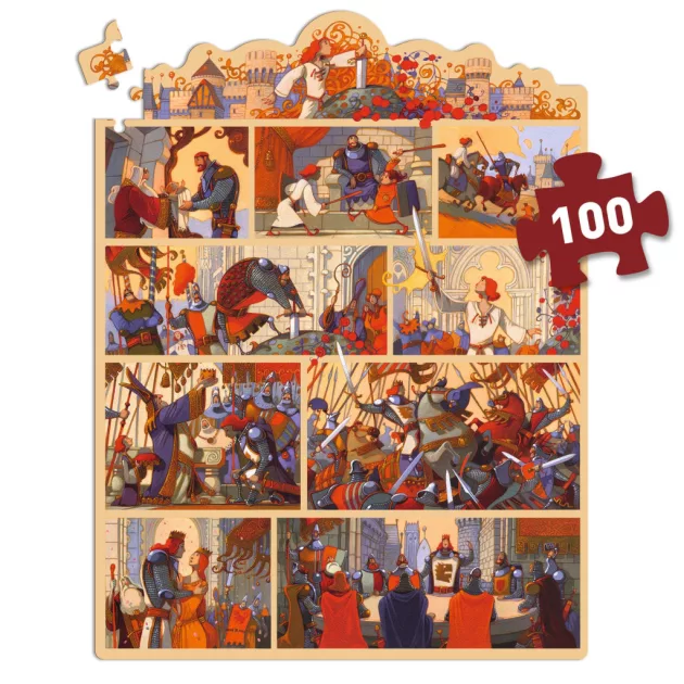 Djeco Mese puzzle Artúr király 100 db-os - The King Arthur