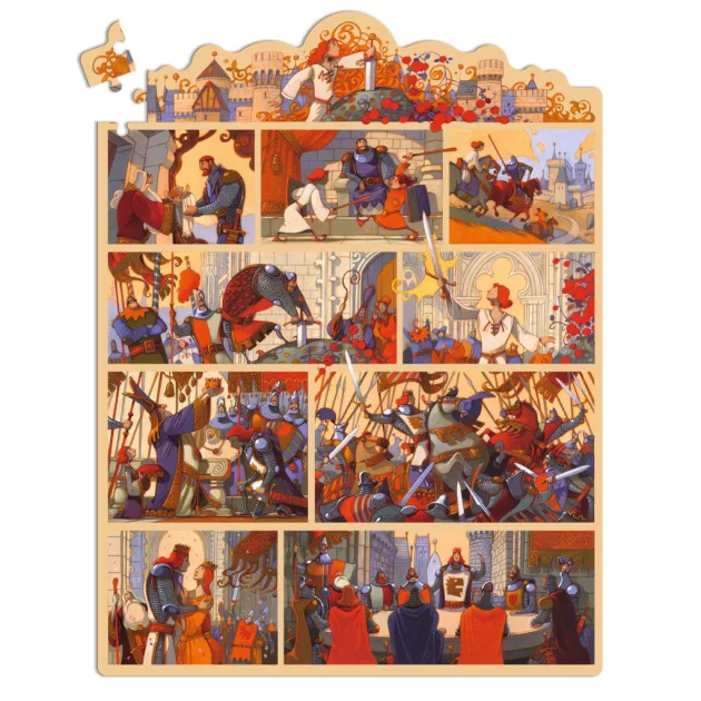 Djeco Mese puzzle Artúr király 100 db-os - The King Arthur