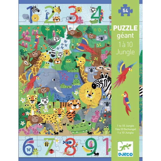 Djeco Megfigyeltető puzzle Dzsungelben 1-10-ig 54 db-os - 1 to 10 Jungle