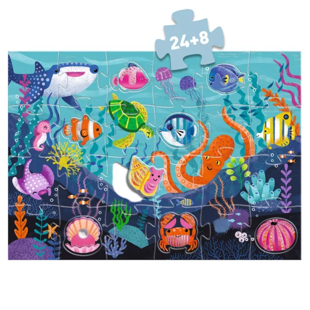 Djeco Óriás puzzle Tengerlakók 24+8 db-os - Taktilo sea