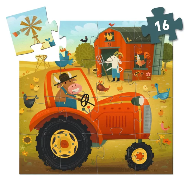 Djeco Formadobozos puzzle Traktor 16 db-os - The tractor