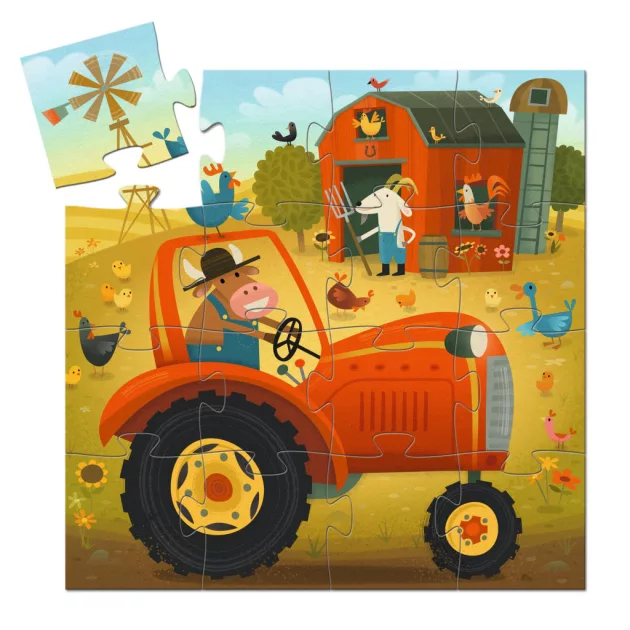 Djeco Formadobozos puzzle Traktor 16 db-os - The tractor