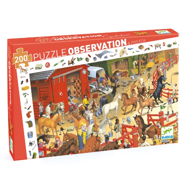 Djeco Megfigyeltető puzzle Lovaglás 200 db-os - Horse riding