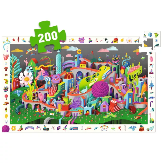 Djeco Megfigyeltető puzzle Őrült város 200 db-os - Crazy Town