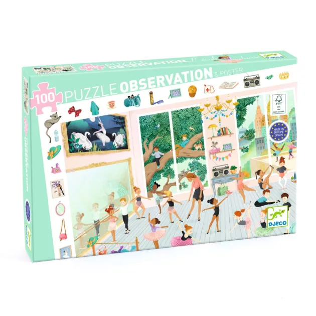 Djeco Megfigyeltető puzzle Balett iskola 100 db-os - The dance school