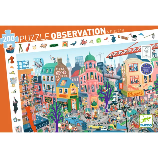 Djeco Megfigyeltető puzzle A város 200 db-os - The city