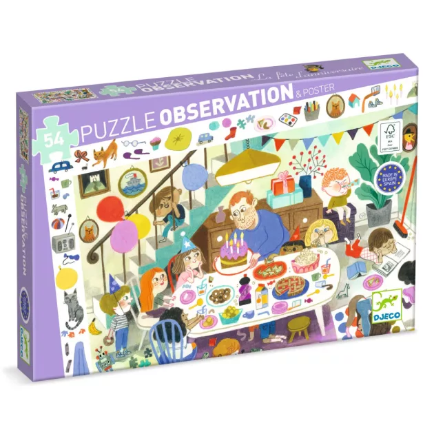 Djeco Megfigyeltető puzzle Szülinapi parti 54 db-os - Birthday Party