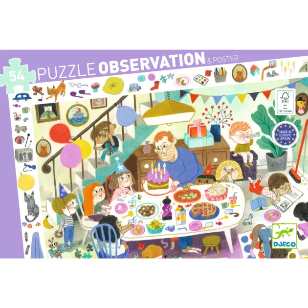 Djeco Megfigyeltető puzzle Szülinapi parti 54 db-os - Birthday Party