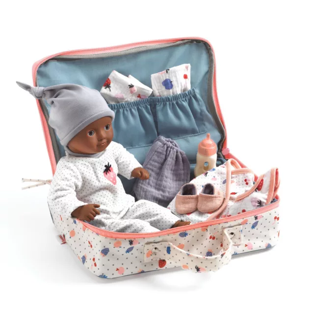 Djeco Pomea Játékbaba kiegészítőkkel Cseri bőröndje - Cerise's suitcase