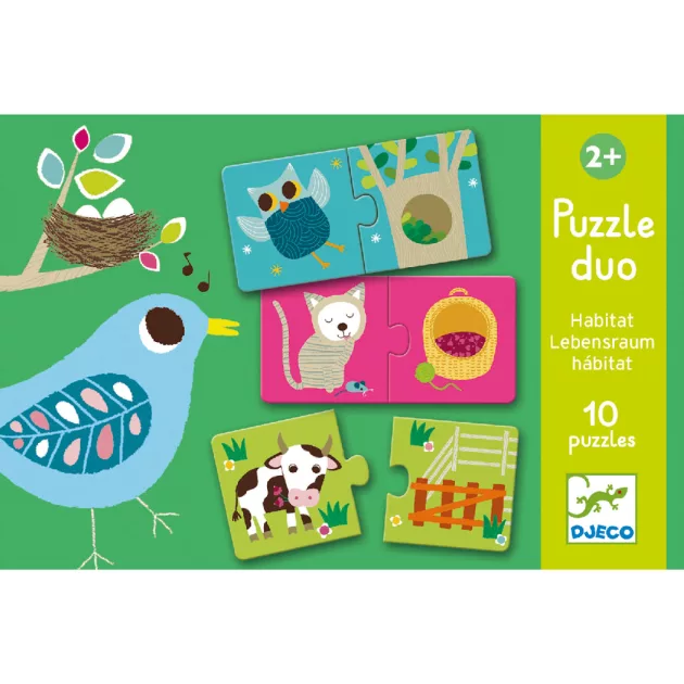 Djeco Párosító puzzle Ki hol lakik - Habitat