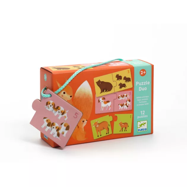 Djeco Párosító puzzle Kié a kölyök 24 db-os - Baby animals