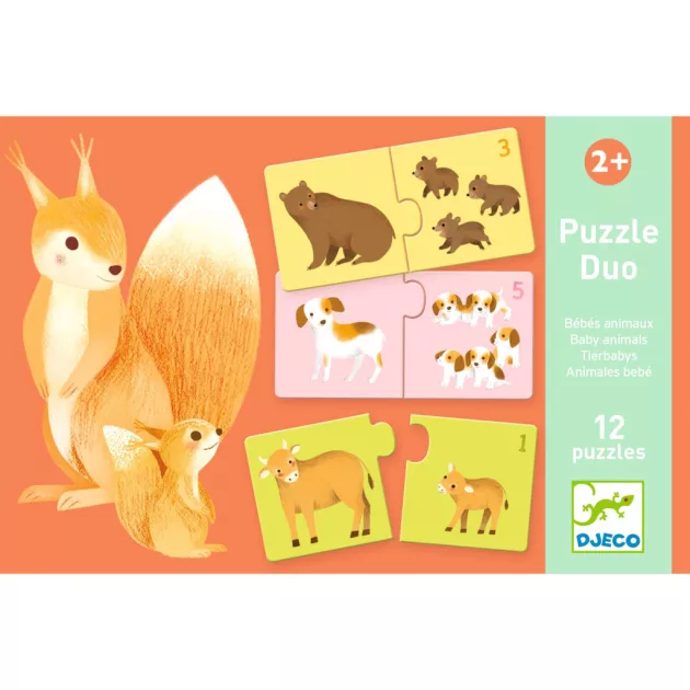 Djeco Párosító puzzle Kié a kölyök 24 db-os - Baby animals