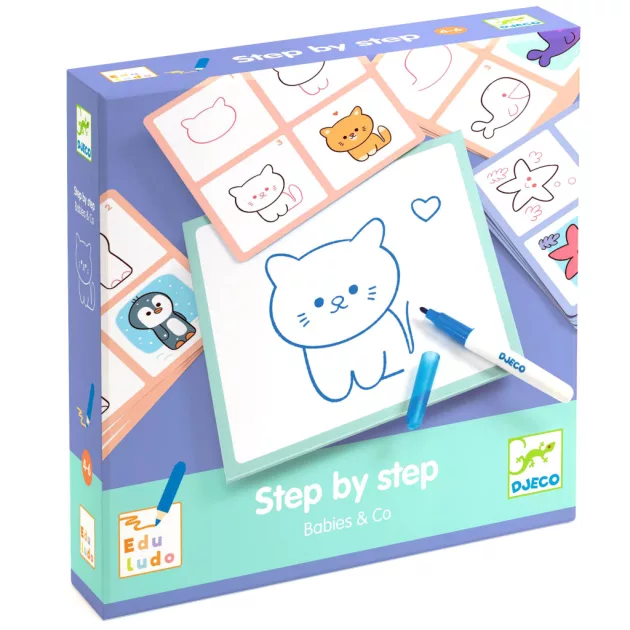 Djeco Rajzolás lépésről lépésre Állatkölykök - Eduludo Step by step Babies and Co