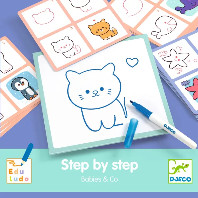 Djeco Rajzolás lépésről lépésre Állatkölykök - Eduludo Step by step Babies and Co