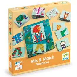   Djeco Fejlesztőjáték Állatdivat 54 db-os - Eduludo Mix and Match Modanimo