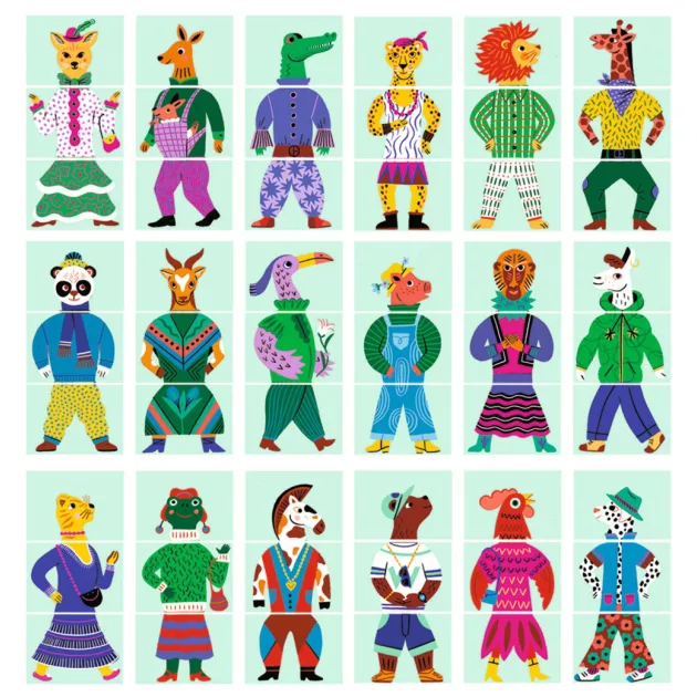 Djeco Fejlesztőjáték Állatdivat 54 db-os - Eduludo Mix and Match Modanimo