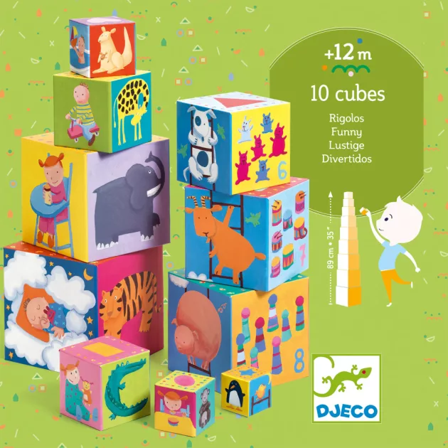 Djeco Toronyépítő kocka Mulatságos építő - 10 funny blocks