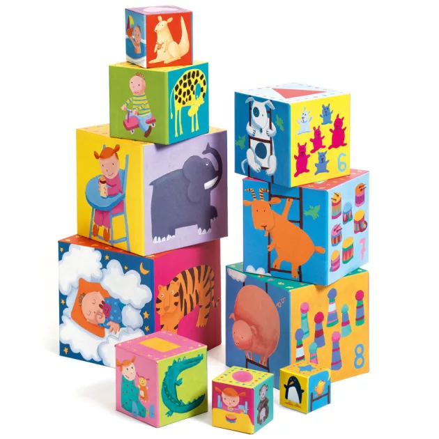 Djeco Toronyépítő kocka Mulatságos építő - 10 funny blocks