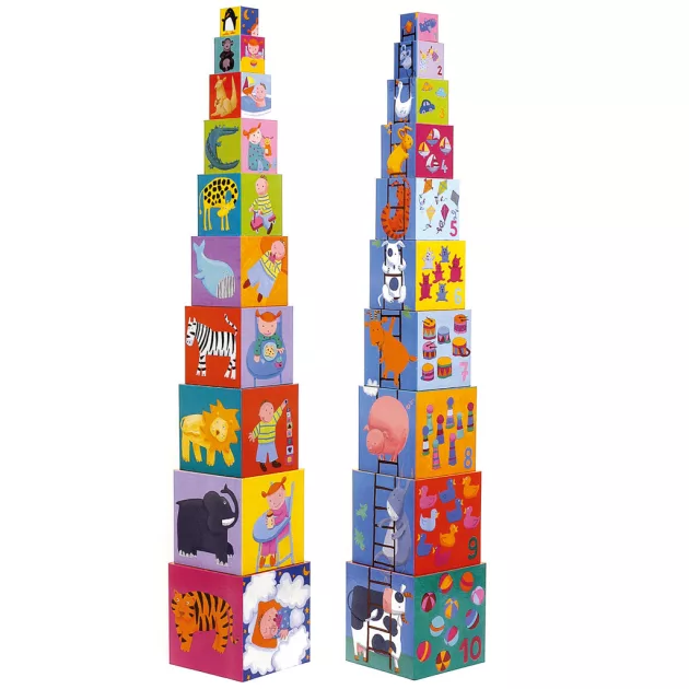 Djeco Toronyépítő kocka Mulatságos építő - 10 funny blocks