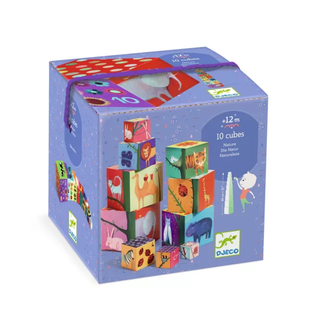 Djeco Toronyépítő kocka Természet és állatok - 10 nature & animal blocks